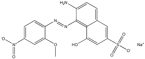 2-Amino-8-hydroxy-1-(2-methoxy-4-nitrophenylazo)-6-naphthalenesulfonic acid sodium salt Struktur