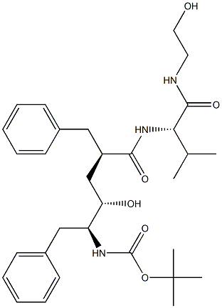 (2S)-2-[[(2R,4S,5S)-5-(tert-Butoxycarbonylamino)-2-benzyl-4-hydroxy-6-phenylhexanoyl]amino]-N-(2-hydroxyethyl)-3-methylbutyramide Struktur