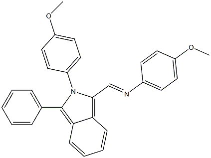 1-Phenyl-2-(4-methoxyphenyl)-3-(4-methoxyphenyliminomethyl)-2H-isoindole Struktur