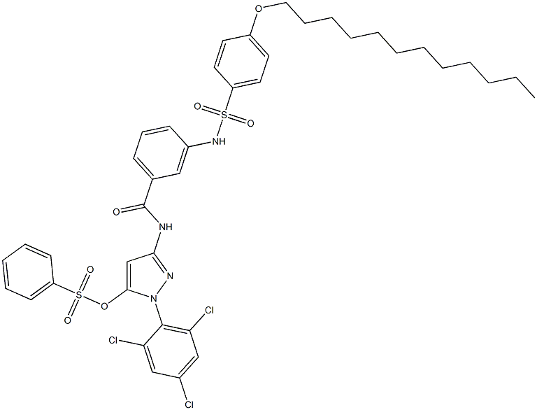 5-Phenylsulfonyloxy-3-[m-(p-dodecyloxyphenylsulfonylamino)benzoylamino]-1-(2,4,6-trichlorophenyl)-1H-pyrazole Struktur