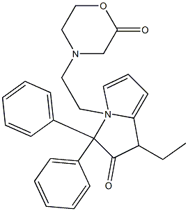 1-Ethyl-4-[2-(2-oxomorpholino)ethyl]-3,3-diphenyl-2-pyrrolizinone Struktur