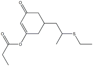 Propionic acid 5-(2-ethylthiopropyl)-3-oxo-1-cyclohexenyl ester Struktur