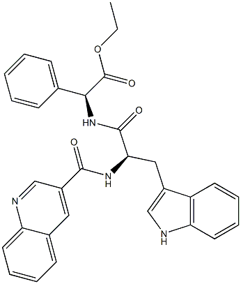 (S)-2-[(R)-3-(1H-Indol-3-yl)-2-(3-quinolinylcarbonylamino)propanoylamino]-2-phenylacetic acid ethyl ester Struktur