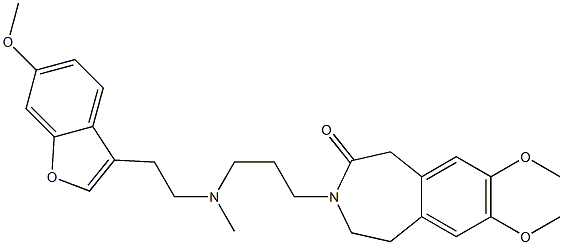 2,3-Dihydro-7,8-dimethoxy-3-[3-[N-[2-(6-methoxybenzofuran-3-yl)ethyl]-N-methylamino]propyl]-1H-3-benzazepin-4(5H)-one Struktur