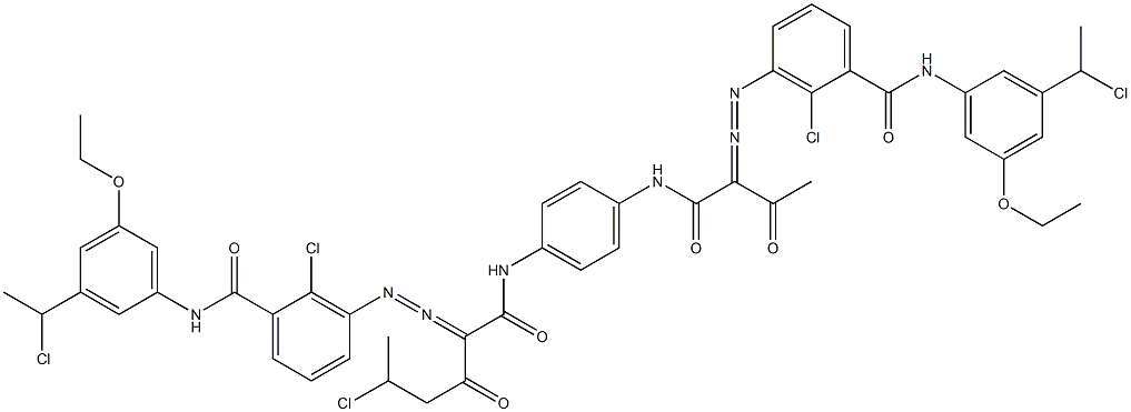 3,3'-[2-(1-Chloroethyl)-1,4-phenylenebis[iminocarbonyl(acetylmethylene)azo]]bis[N-[3-(1-chloroethyl)-5-ethoxyphenyl]-2-chlorobenzamide] Struktur