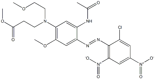 2'-(2-Chloro-4,6-dinitrophenylazo)-4'-methoxy-5'-[N-(2-methoxycarbonylethyl)-N-(2-methoxyethyl)amino]acetanilide Struktur