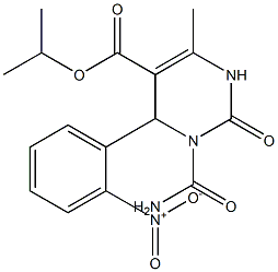 1,2,3,4-Tetrahydro-3-(carbamoyl)-6-methyl-2-oxo-4-(2-nitrophenyl)pyrimidine-5-carboxylic acid isopropyl ester Struktur