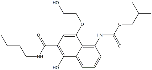 N-[6-(N-Butylcarbamoyl)-5-hydroxy-8-(2-hydroxyethoxy)-1-naphtyl]carbamic acid isobutyl ester Struktur