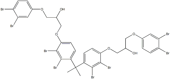 2,2-Bis[2,3-dibromo-4-[2-hydroxy-3-(3,4-dibromophenoxy)propyloxy]phenyl]propane Struktur