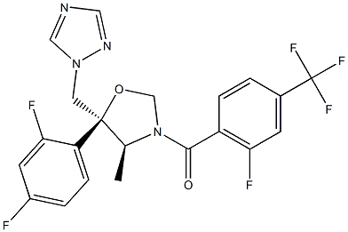 (4S,5S)-5-(2,4-Difluorophenyl)-4-methyl-3-[4-(trifluoromethyl)-6-fluorobenzoyl]-5-[(1H-1,2,4-triazol-1-yl)methyl]oxazolidine Struktur