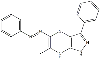 5-(Phenylazo)-6-methyl-3-phenyl-1,7-dihydropyrazolo[4,3-b][1,4]thiazine Struktur