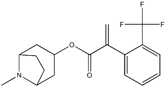 2-(Trifluoromethyl)atropic acid 8-methyl-8-azabicyclo[3.2.1]octan-3-yl ester Struktur