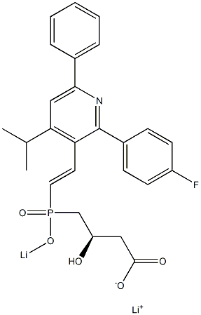 (3R)-4-[[(E)-2-[2-(4-Fluorophenyl)-4-isopropyl-6-phenyl-3-pyridinyl]ethenyl]lithiooxyphosphinyl]-3-hydroxybutyric acid lithium salt Struktur