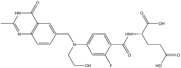 (2S)-2-[2-Fluoro-4-[N-[(3,4-dihydro-2-methyl-4-oxoquinazolin)-6-ylmethyl]-N-(2-hydroxyethyl)amino]benzoylamino]glutaric acid Struktur