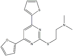 2-(2-Dimethylaminoethylthio)-4-(2-furanyl)-6-(2-thienyl)pyrimidine Struktur