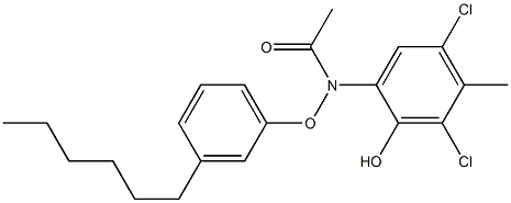 2-(3-Hexylphenoxyacetylamino)-4,6-dichloro-5-methylphenol Struktur