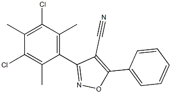 5-(Phenyl)-3-(3,5-dichloro-2,4,6-trimethylphenyl)-isoxazole-4-carbonitrile Struktur