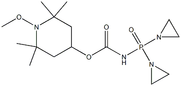 N-[Bis(1-aziridinyl)phosphinyl]carbamic acid 1-methoxy-2,2,6,6-tetramethyl-4-piperidyl ester Struktur