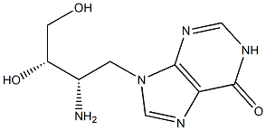 9-[(2S,3S)-2-Amino-3,4-dihydroxybutyl]-1,9-dihydro-6H-purin-6-one Struktur