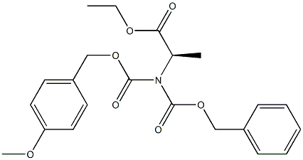 N-(Benzyloxycarbonyl)-N-(4-methoxybenzyloxycarbonyl)-D-alanine ethyl ester Struktur