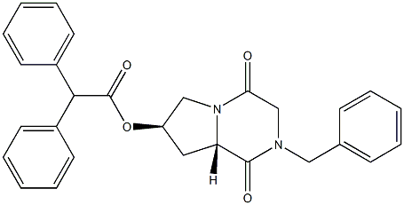 (6S,8R)-4-Benzyl-8-(diphenylacetyloxy)-1,4-diazabicyclo[4.3.0]nonane-2,5-dione Struktur