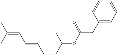 Phenylacetic acid 1,7-dimethyl-4,6-octadienyl ester Struktur