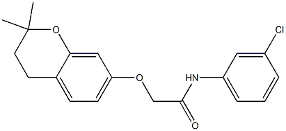 3,4-Dihydro-2,2-dimethyl-7-[N-(3-chlorophenyl)carbamoylmethoxy]-2H-1-benzopyran Struktur