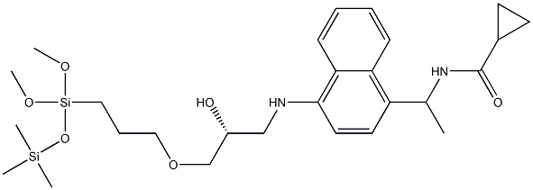 N-[(R)-1-[4-[[2-Hydroxy-3-[[3-[dimethoxy(trimethylsilyloxy)silyl]propyl]oxy]propyl]amino]-1-naphtyl]ethyl]cyclopropanecarboxamide Struktur