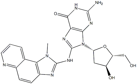 8-[1-Methyl-1,2-(6,5-quinolinediyl)guanidine-3-yl]-2'-deoxyguanosine Struktur