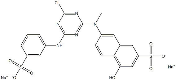 4-Hydroxy-7-[N-methyl-N-[6-chloro-4-(m-sulfoanilino)-1,3,5-triazin-2-yl]amino]-2-naphthalenesulfonic acid disodium salt Struktur