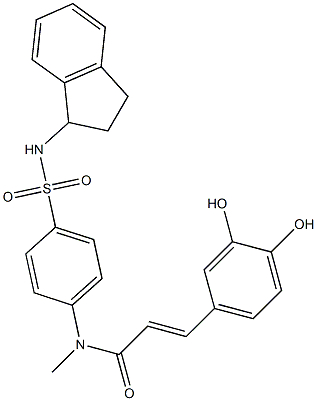 3,4-Dihydroxy-N-[4-[[(2,3-dihydro-1H-inden)-1-yl]sulfamoyl]phenyl]-N-methyl-trans-cinnamamide Struktur