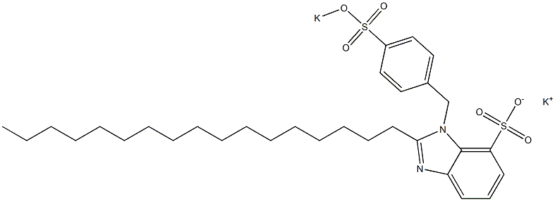 1-[4-(Potassiooxysulfonyl)benzyl]-2-heptadecyl-1H-benzimidazole-7-sulfonic acid potassium salt Struktur