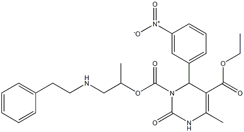 1,2,3,4-Tetrahydro-6-methyl-2-oxo-4-(3-nitrophenyl)pyrimidine-3,5-dicarboxylic acid 3-[2-(2-phenylethylamino)-1-methylethyl]5-ethyl ester Struktur