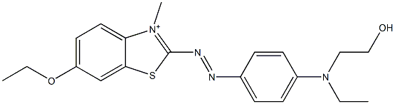 2-[p-(N-Ethyl-2-hydroxyethylamino)phenylazo]-6-ethoxy-3-methylbenzothiazol-3-ium Struktur