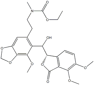 N-Methyl-N-[2-[6-[[[(1S)-1,3-dihydro-4,5-dimethoxy-3-oxoisobenzofuran]-1-yl]hydroxymethyl]-7-methoxy-1,3-benzodioxol-5-yl]ethyl]carbamic acid ethyl ester Struktur