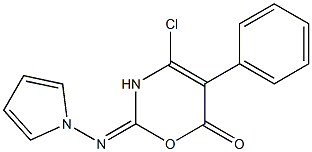 2-Pyrrolizino-4-chloro-5-phenyl-6H-1,3-oxazin-6-one Struktur