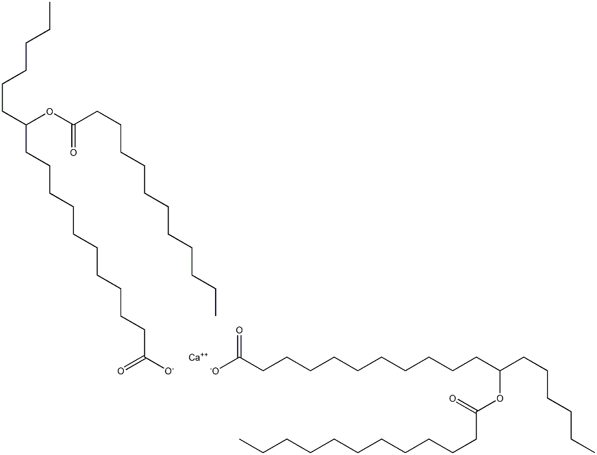 Bis(12-dodecanoyloxyoctadecanoic acid)calcium salt Struktur