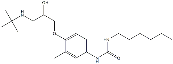 1-Hexyl-3-[3-methyl-4-[2-hydroxy-3-[tert-butylamino]propoxy]phenyl]urea Struktur