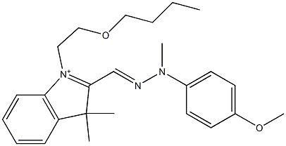 1-(2-Butoxyethyl)-2-[2-(p-methoxyphenyl)-2-(methyl)hydrazonomethyl]-3,3-dimethyl-3H-indolium Struktur