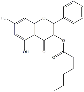 5,7-Dihydroxy-3-hexanoyloxyflavanone Struktur