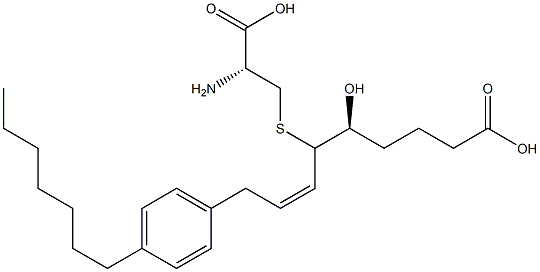 S-[(1S,2Z)-1-[(1S)-4-Carboxy-1-hydroxybutyl]-4-(4-heptylphenyl)-2-butenyl]-L-cysteine Struktur