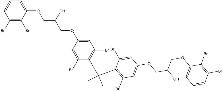 2,2-Bis[2,6-dibromo-4-[2-hydroxy-3-(2,3-dibromophenoxy)propyloxy]phenyl]propane Struktur