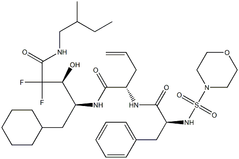 (4S)-4-[(S)-2-(N-Morpholinosulfonyl-L-phenylalanylamino)-4-pentenoylamino]-5-cyclohexyl-2,2-difluoro-3-hydroxy-N-[(S)-2-methylbutyl]pentanamide Struktur