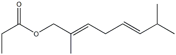 Propionic acid 2,7-dimethyl-2,5-octadienyl ester Struktur