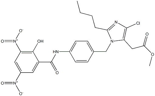 2-Butyl-4-chloro-1-[4-[2-hydroxy-3,5-dinitrobenzoylamino]benzyl]-1H-imidazole-5-acetic acid methyl ester Struktur