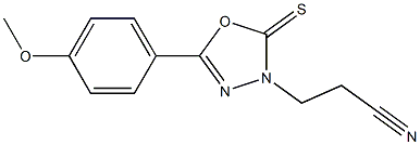 5-(4-Methoxyphenyl)-2-thioxo-1,3,4-oxadiazole-3-propiononitrile Struktur