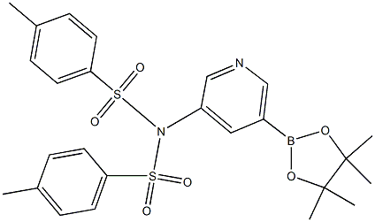 4-methyl-N-(5-(4,4,5,5-tetramethyl-1,3,2-dioxaborolan-2-yl)pyridin-3-yl)-N-tosylbenzenesulfonamide Struktur