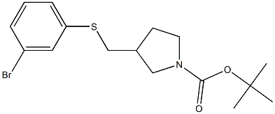 3-(3-Bromo-phenylsulfanylmethyl)-pyrrolidine-1-carboxylic acid tert-butyl ester Struktur