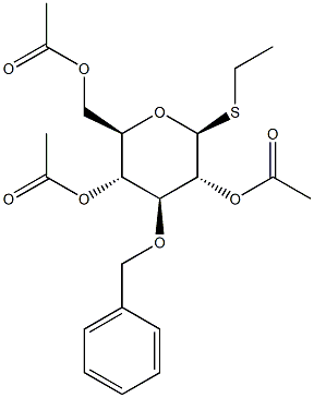 Ethyl 2,4,6-tri-O-acetyl-3-O-benzyl-b-D-thioglucopyranoside Struktur