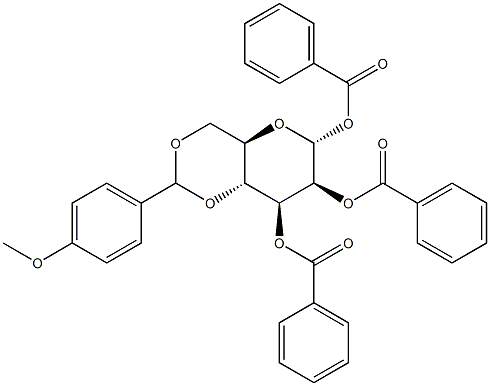 1,2,3-Tri-O-benzoyl-4,6-O-(4-methoxybenzylidene)-a-D-mannopyranose Struktur